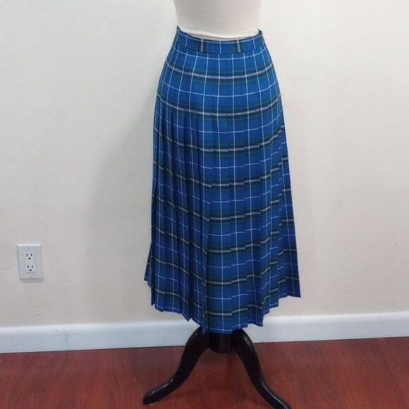 Nova Scotia by Bonda Tartan Skirt Kilt Pleated Front Plaid Blue, Size 14 - Picture 5 of 10
